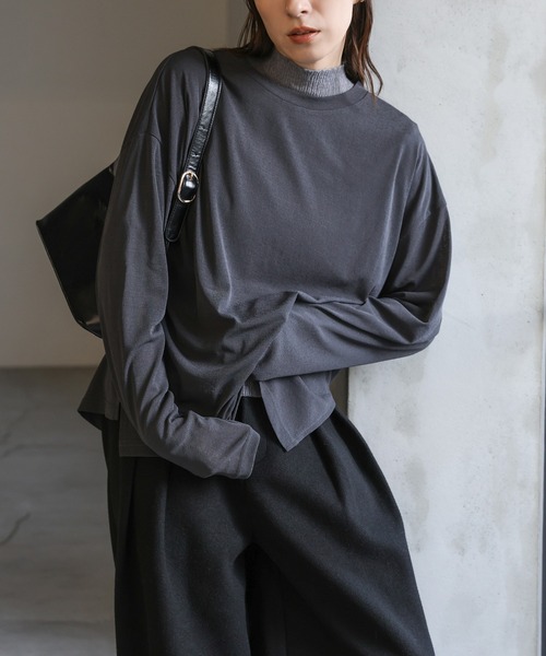 スラブシアークルーネックトップス（Tシャツ/カットソー）｜select