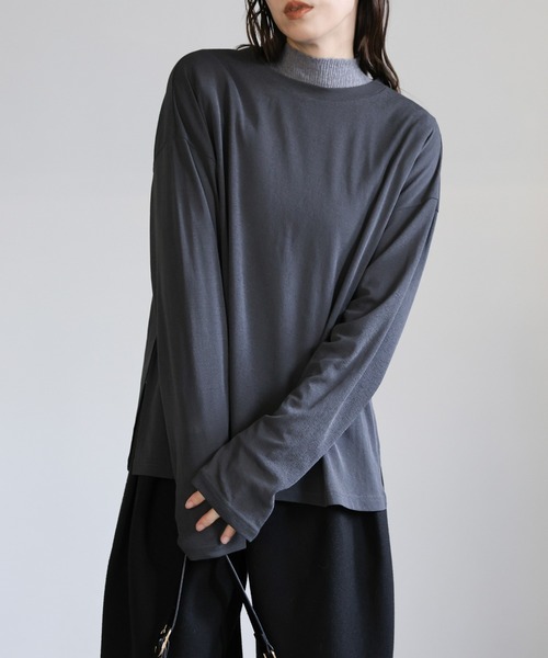 スラブシアークルーネックトップス（Tシャツ/カットソー）｜select