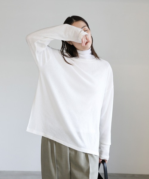 スラブシアークルーネックトップス（Tシャツ/カットソー）｜select