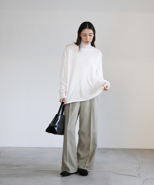 スラブシアークルーネックトップス（Tシャツ/カットソー）｜select