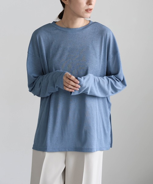 スラブシアークルーネックトップス（Tシャツ/カットソー）｜select