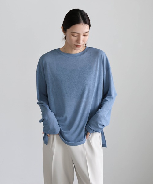 スラブシアークルーネックトップス（Tシャツ/カットソー）｜select