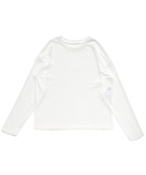 select MOCA(セレクトモカ)の「スラブシアークルーネックトップス(Tシャツ/カットソー・レディース・ピンク/サックスブルー/ブラック/オフホワイト/グレイッシュブルー/スミクロ/ライトイエロー・FREE/SMALL)」の9枚目の写真