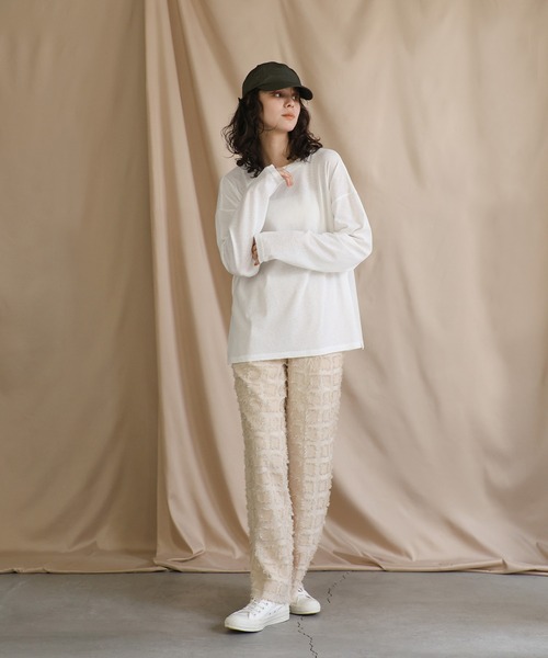 セール】スラブシアークルーネックトップス（Tシャツ/カットソー