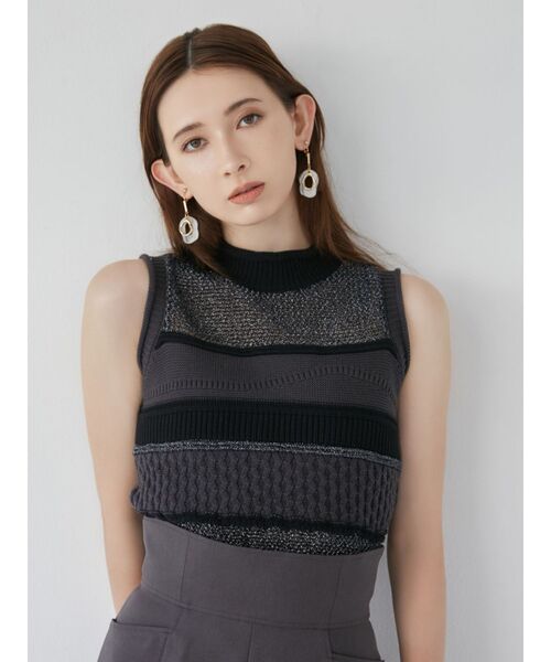 MURUA（ムルーア）の「クロシェミックスニット（ニット/セーター・レディース・グレー/ブルー/ブラック・FREE）」の4枚目の写真