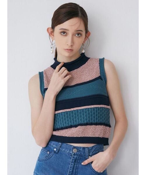 MURUA（ムルーア）の「クロシェミックスニット（ニット/セーター・レディース・グレー/ブルー/ブラック・FREE）」の5枚目の写真