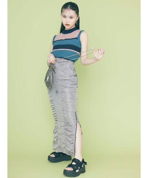 MURUA（ムルーア）の「クロシェミックスニット（ニット/セーター・レディース・グレー/ブルー/ブラック・FREE）」の6枚目の写真