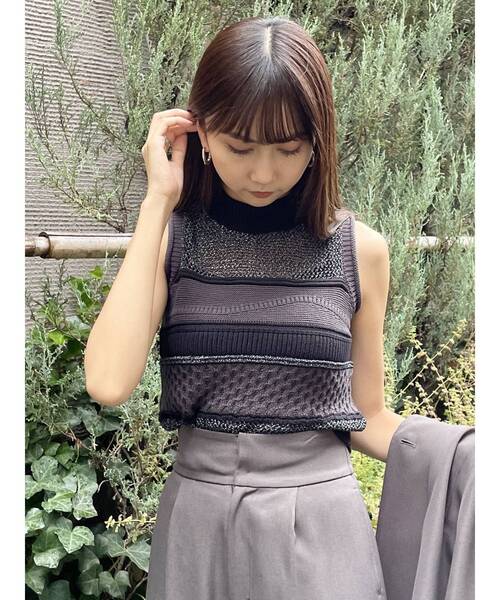 MURUA（ムルーア）の「クロシェミックスニット（ニット/セーター・レディース・グレー/ブルー/ブラック・FREE）」の19枚目の写真