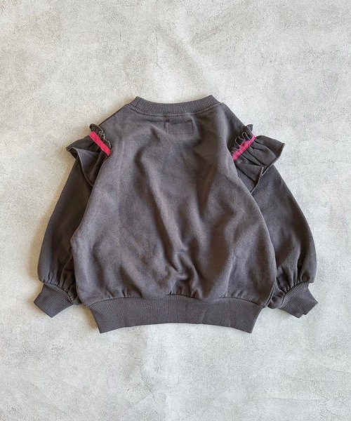 BIG FIELD（ビッグフィールド）の「ウラケフリルトレーナー（80～150cm）（スウェット・キッズ・チャコール/ピンク/オフホワイト・80/140/150/100/120/110/90/130/95）」の11枚目の写真