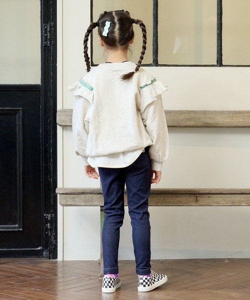 BIG FIELD（ビッグフィールド）の「ウラケフリルトレーナー（80～150cm）（スウェット・キッズ・チャコール/ピンク/オフホワイト・80/140/150/100/120/110/90/130/95）」の9枚目の写真