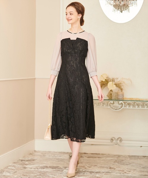 セール】ビスチェ切替レースドレス（ドレス）｜AND COUTURE（アンド