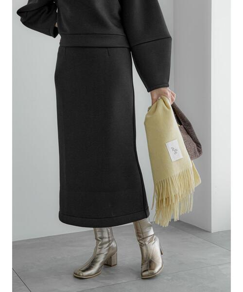 Te chichi（テチチ）の「ダンボールタイトロングスカート（セットアップ可）（スカート・レディース・ブラック/ベージュ・F）」の2枚目の写真