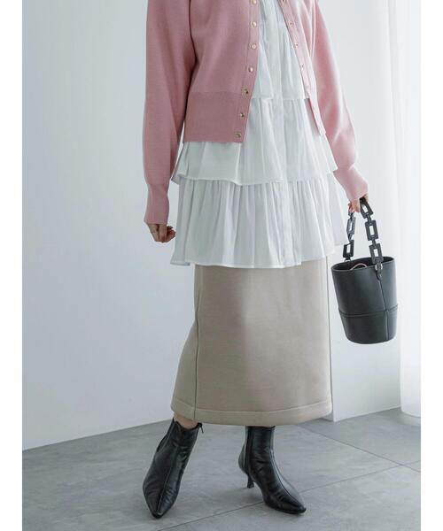 Te chichi（テチチ）の「ダンボールタイトロングスカート（セットアップ可）（スカート・レディース・ブラック/ベージュ・F）」の3枚目の写真