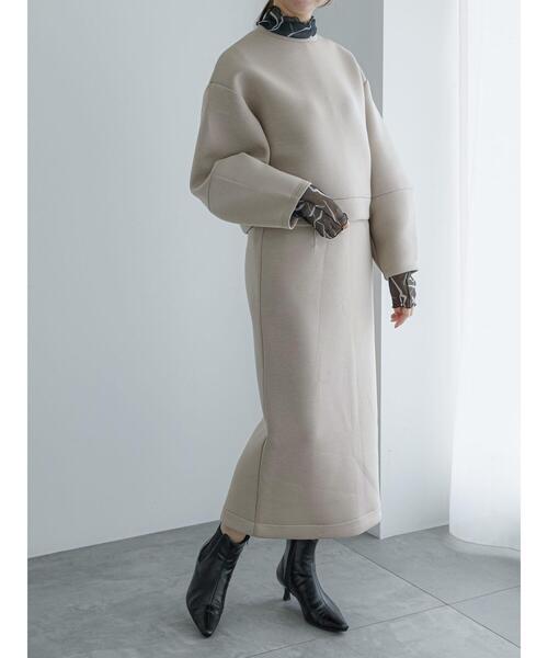 Te chichi（テチチ）の「ダンボールタイトロングスカート（セットアップ可）（スカート・レディース・ブラック/ベージュ・F）」の5枚目の写真