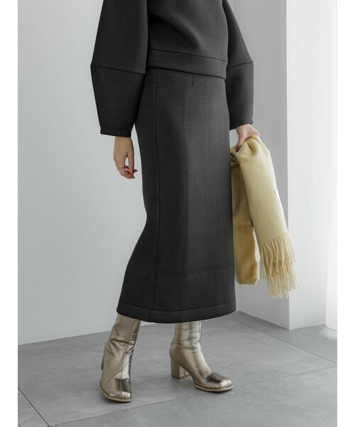 Te chichi（テチチ）の「ダンボールタイトロングスカート（セットアップ可）（スカート・レディース・ブラック/ベージュ・F）」の7枚目の写真