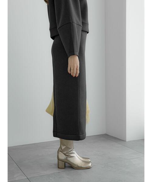 Te chichi（テチチ）の「ダンボールタイトロングスカート（セットアップ可）（スカート・レディース・ブラック/ベージュ・F）」の9枚目の写真