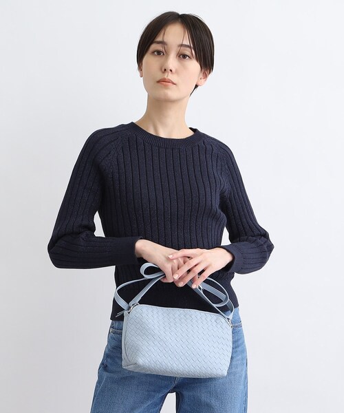 INDIVI(インディヴィ)の「◆【合皮/2WAY】クロス編みバッグ(ハンドバッグ・レディース・ブラック/ライトブルー・00)」の14枚目の写真