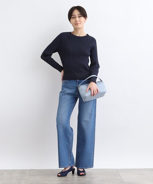INDIVI(インディヴィ)の「◆【合皮/2WAY】クロス編みバッグ(ハンドバッグ・レディース・ブラック/ライトブルー・00)」の6枚目の写真