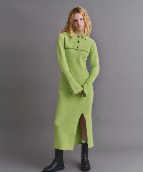 led.tokyo（レッドトウキョウ）の「【led.tokyo】2WAY KNIT SLIT OP（ワンピース・レディース・カーキ/グリーン・FREE）」の16枚目の写真