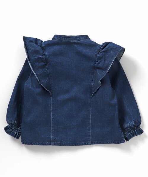 apres les cours（アプレレクール）の「フリルデニムシャツジャケット（シャツ/ブラウス・キッズ・キナリ/インディゴブルー・110/90/80/100/120/140/130）」の8枚目の写真
