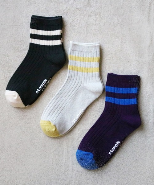 stample(スタンプル)の「ライン リブショートソックス 【3足セット】(ソックス/靴下・キッズ・A/B・M/L/LL)」の1枚目の写真