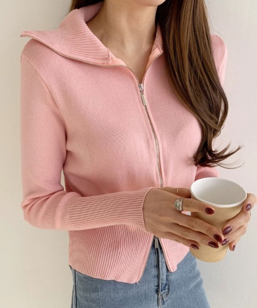 セール】ハイネックジップアップアウター レディース（カーディガン