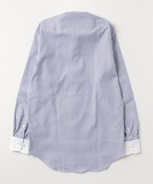 Perfect Suit FActory(パーフェクトスーツファクトリー)の「【形態安定】長袖ワイシャツ【クラシコ】クレリック ストライプ ブルー(ビジネスシャツ・メンズ・ブルー・首回り41cm-裄丈84cm/首回り43cm-裄丈86cm/首回り37cm-裄丈80cm/首回り39cm-裄丈82cm)」の4枚目の写真