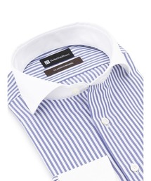 Perfect Suit FActory | 【形態安定】長袖ワイシャツ【クラシコ】クレリック ストライプ ブルー(ビジネスシャツ)