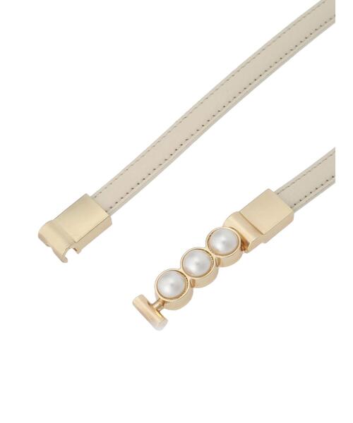 earth music&ecology（アースミュージックアンドエコロジー）の「パールベルト（ベルト・レディース・オフホワイト/ブラック・FREE）」の6枚目の写真