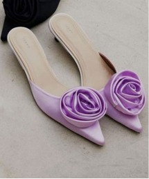アメリヴィンテージ　ローズミュール　ペールピンク Ameri（アメリ）の「ROSE MOTIF SATIN MULE（パンプス）」 - WEAR