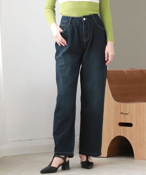 Cheek(チーク)の「タックデニムワイドパンツ(デニムパンツ・レディース・ネイビー・MEDIUM/SMALL)」の7枚目の写真