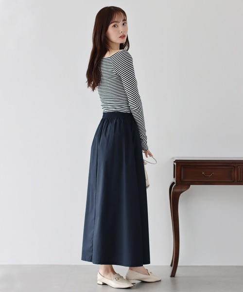 BLUEEAST(ブルーイースト)の「オフショルボーダーTシャツ(Tシャツ/カットソー・レディース・ブラック/グレー/ホワイト系/ピンク系/ブラック系/モカ/ネイビー・MEDIUM)」の9枚目の写真