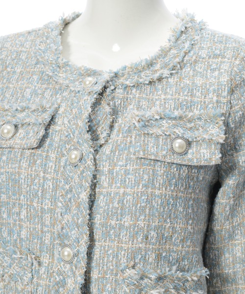 fifth(フィフス)の「フリンジツイードジャケット(テーラードジャケット・レディース・ベージュ/サックスブルー/ホワイト・M)」の9枚目の写真
