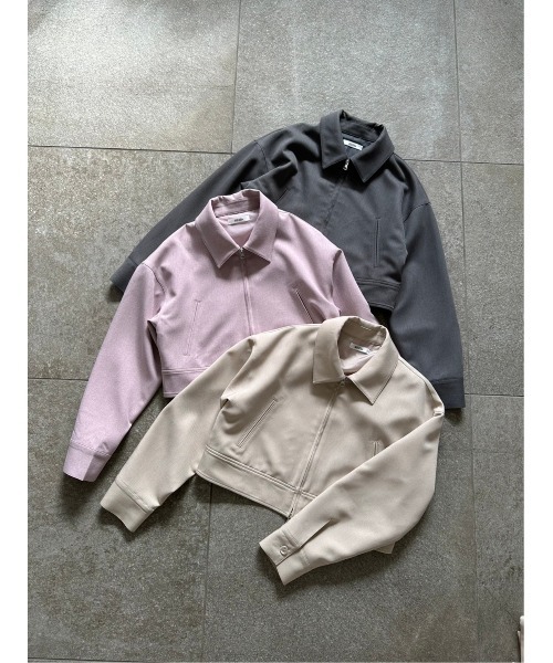 one after another NICE CLAUP(ワンアフターアナザーナイスクラップ)の「ダブルジップジャケット/セットアップのスカートあり(ブルゾン・レディース・ピンク/グレー/ベージュ・FREE)」の12枚目の写真