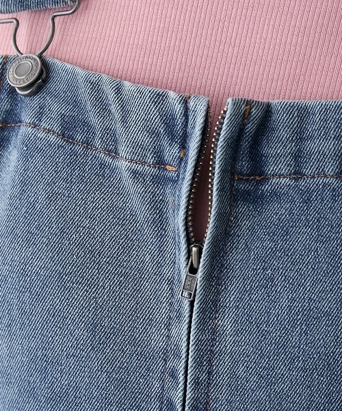 BONLECILL(ボンルシール)の「カラーステッチロールアップハーフジップデニムサロペット(サロペット/オーバーオール・レディース・ネイビー/ブラック/ブルー系1/ネイビー系/ネイビー系1・L/M)」の6枚目の写真