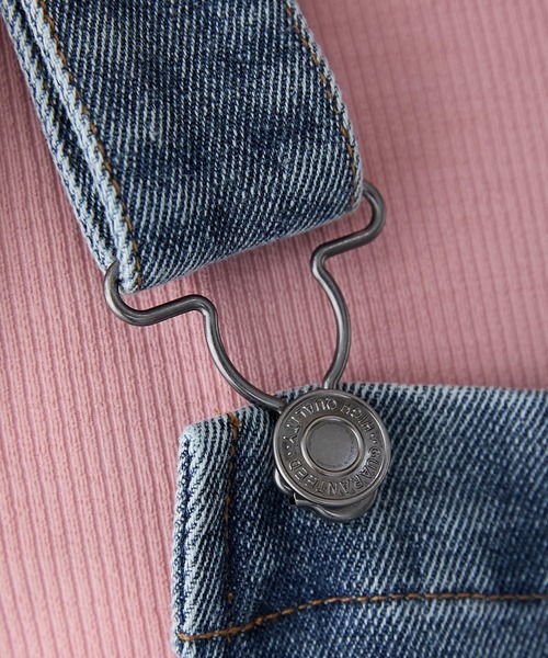 BONLECILL(ボンルシール)の「カラーステッチロールアップハーフジップデニムサロペット(サロペット/オーバーオール・レディース・ネイビー/ブラック/ブルー系1/ネイビー系/ネイビー系1・L/M)」の8枚目の写真