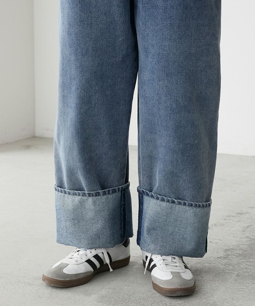 BONLECILL(ボンルシール)の「カラーステッチロールアップハーフジップデニムサロペット(サロペット/オーバーオール・レディース・ネイビー/ブラック/ブルー系1/ネイビー系/ネイビー系1・L/M)」の10枚目の写真