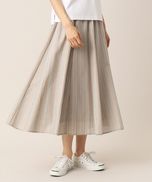 Dessin（デッサン）の「◆【洗える・ウエストゴム】映えチェック/ストライプスカート（XS～L）（スカート・レディース・サックスブルー系1/モスグリーン系1/スモーキーグリーン系2/パープル系2/ネイビー系1/イエロー系その他3/ベージュ系その他5/オリーブ系1・03/02/01/00）」の2枚目の写真