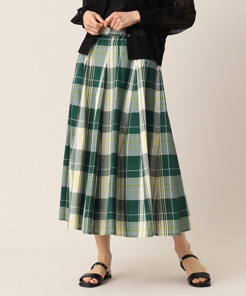 Dessin（デッサン）の「◆【洗える・ウエストゴム】映えチェック/ストライプスカート（XS～L）（スカート・レディース・サックスブルー系1/モスグリーン系1/スモーキーグリーン系2/パープル系2/ネイビー系1/イエロー系その他3/ベージュ系その他5/オリーブ系1・03/02/01/00）」の8枚目の写真