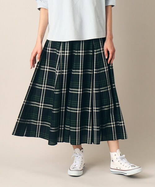 Dessin（デッサン）の「◆【洗える・ウエストゴム】映えチェック/ストライプスカート（XS～L）（スカート・レディース・サックスブルー系1/モスグリーン系1/スモーキーグリーン系2/パープル系2/ネイビー系1/イエロー系その他3/ベージュ系その他5/オリーブ系1・03/02/01/00）」の9枚目の写真