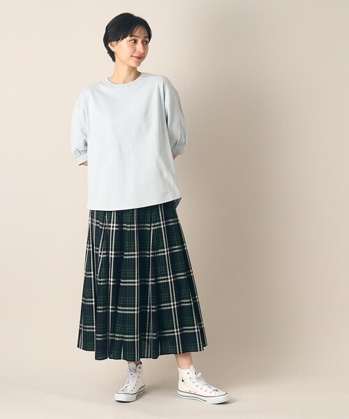 Dessin（デッサン）の「◆【洗える・ウエストゴム】映えチェック/ストライプスカート（XS～L）（スカート・レディース・サックスブルー系1/モスグリーン系1/スモーキーグリーン系2/パープル系2/ネイビー系1/イエロー系その他3/ベージュ系その他5/オリーブ系1・03/02/01/00）」の11枚目の写真