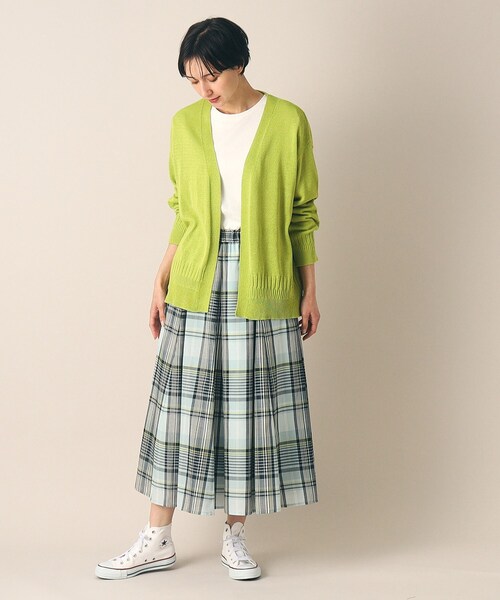 Dessin（デッサン）の「◆【洗える・ウエストゴム】映えチェック/ストライプスカート（XS～L）（スカート・レディース・サックスブルー系1/モスグリーン系1/スモーキーグリーン系2/パープル系2/ネイビー系1/イエロー系その他3/ベージュ系その他5/オリーブ系1・03/02/01/00）」の15枚目の写真