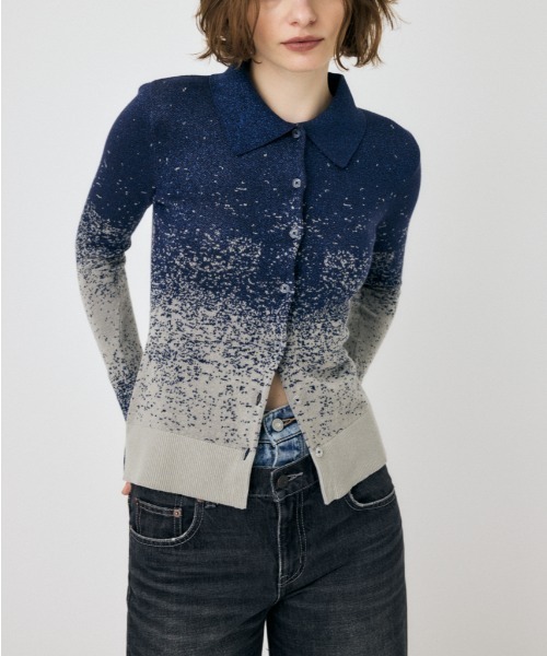 MOUSSY(マウジー)の「KNIT SHIRT カーディガン(カーディガン/ボレロ・レディース・ライトグリーン/ネイビー/アイボリー・FREE)」の3枚目の写真
