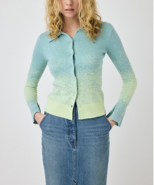 MOUSSY(マウジー)の「KNIT SHIRT カーディガン(カーディガン/ボレロ・レディース・ライトグリーン/ネイビー/アイボリー・FREE)」の1枚目の写真
