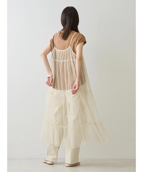 新品タグ付き！Ameri VINTAGE チュールボレロ付ワンピース 大きいサイズ レディース 接触冷感ジオメトリック柄ボリューム