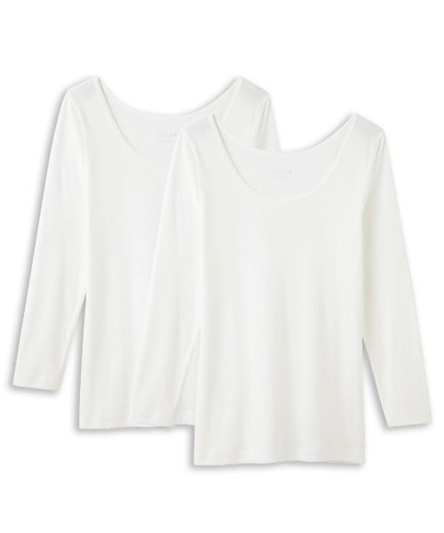 Tuche（トゥシェ）の「Tuche/トゥシェ 着るコスメ 8分袖インナー 2枚組（インナーウェア/肌着・レディース・ライトベージュ/ブラウン/ブラック/オフホワイト・MEDIUM/LARGE）」の2枚目の写真