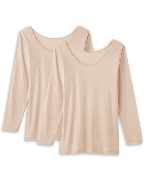 Tuche（トゥシェ）の「Tuche/トゥシェ 着るコスメ 8分袖インナー 2枚組（インナーウェア/肌着・レディース・ライトベージュ/ブラウン/ブラック/オフホワイト・MEDIUM/LARGE）」の4枚目の写真