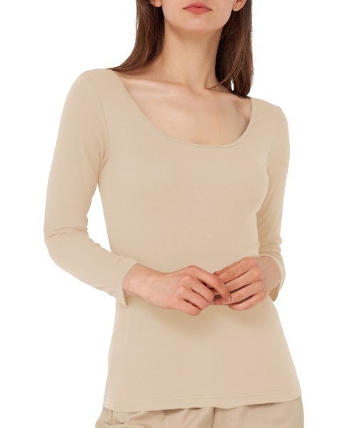 Tuche（トゥシェ）の「Tuche/トゥシェ 着るコスメ 8分袖インナー 2枚組（インナーウェア/肌着・レディース・ライトベージュ/ブラウン/ブラック/オフホワイト・MEDIUM/LARGE）」の12枚目の写真