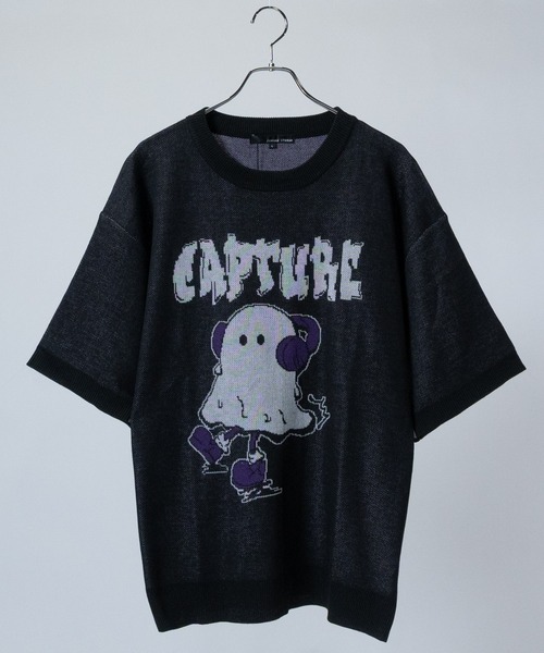 JOHN'S CLOSET（ジョンズクローゼット）の「【13】アソートデザイン グラフィックジャガード 半袖ニット（ニット/セーター・メンズ・ブルー/ブラック系その他/ブラック/ホワイト/ホワイト系その他/ブラック系その他2/ホワイト系その他2/ネイビー・MEDIUM/LARGE）」の5枚目の写真