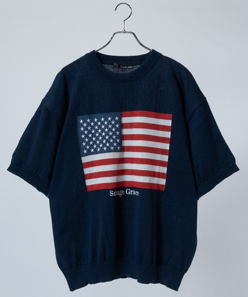 JOHN'S CLOSET（ジョンズクローゼット）の「【13】アソートデザイン グラフィックジャガード 半袖ニット（ニット/セーター・メンズ・ブルー/ブラック系その他/ブラック/ホワイト/ホワイト系その他/ブラック系その他2/ホワイト系その他2/ネイビー・MEDIUM/LARGE）」の7枚目の写真